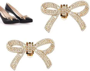 lasuroa 2pcs Rhinestone Shoe Clips, Detachable Crystal Buckle Shoe Clips for Women Elegant Bow Clips for Heels Shoe Charms Clips for Wedding Bridal Prom Party Daily Wearing Accessories (Gold) lasuroa 2pcs Rhinestone Shoe Clips, Detachable Crystal Buckle Shoe Clips for Women Elegant Bow Clips for Heels Shoe Charms Clips for Wedding Bridal Prom Party Daily Wearing Accessories (Gold)