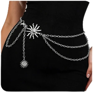Waist Chain for WomenRenaissance Accessories Y2K Body Belly Chain Medieval Skirt Dress Stomach Hippie Corset Belt Hip Greek Goddess Fashion - Silver Sun Waist Chain for WomenRenaissance Accessories Y2K Body Belly Chain Medieval Skirt Dress Stomach Hippie Corset Belt Hip Greek Goddess Fashion - Silver Sun