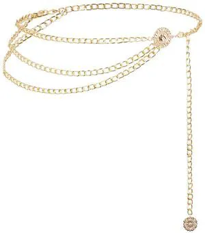 Topbuti Women Girls Multilayer Metal Waist Chain Belt for Dresses Jeans Adjustable Body Belly Link Western Belt (S) Topbuti Women Girls Multilayer Metal Waist Chain Belt for Dresses Jeans Adjustable Body Belly Link Western Belt (S)