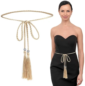 Women's Thin Braided Belt, Trendy Boho Thin Belt Waistband | Gold Tassel Braided Waist Belt for Skirt Dress Women's Thin Braided Belt, Trendy Boho Thin Belt Waistband | Gold Tassel Braided Waist Belt for Skirt Dress