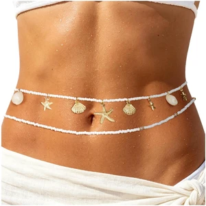Addveyra Seashell Waist Chain for Women 2 Pcs Starfish Beads Belly Belt | Beach Jewelry Accessories Addveyra Seashell Waist Chain for Women 2 Pcs Starfish Beads Belly Belt | Beach Jewelry Accessories