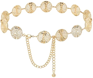 Heyjoin Ladies Adjustable Chunky Waist Belly Chain Belt for Dresses | Women's Waist Chain (Disc Gold-M) Heyjoin Ladies Adjustable Chunky Waist Belly Chain Belt for Dresses | Women's Waist Chain (Disc Gold-M)