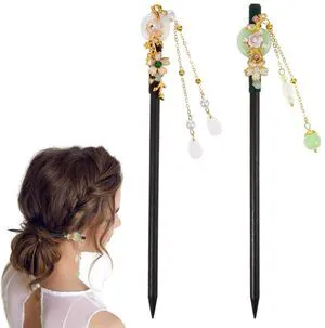 2 Pcs Japanese Chinese Hair Stick, Wood Chinese Flower Hairs Pins with Tassel Vintage Hanfu Pins Headdress Bun Holder Fork Hair Accessories for Long Hair Women 2 Pcs Japanese Chinese Hair Stick, Wood Chinese Flower Hairs Pins with Tassel Vintage Hanfu Pins Headdress Bun Holder Fork Hair Accessories for Long Hair Women