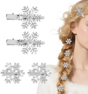 WHAVEL 4Pcs Rhinestone Snowflake Hair Clips Christmas Sparkly Metal Alligator Clips Silver Crystal Hair Barrettes Hairpins for Bride Wedding Winter Accessories for Women Gils WHAVEL 4Pcs Rhinestone Snowflake Hair Clips Christmas Sparkly Metal Alligator Clips Silver Crystal Hair Barrettes Hairpins for Bride Wedding Winter Accessories for Women Gils