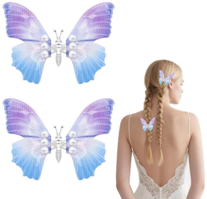 YQSLBULKY Butterfly Hair Clips, 2Pcs Blue-Purple Gradient 3D Moving Wings Butterfly Clips for Hair with Non-Slip Alligator Clip, Durable Tulle Hair Accessories for Women Ladies Festivals Party YQSLBULKY Butterfly Hair Clips, 2Pcs Blue-Purple Gradient 3D Moving Wings Butterfly Clips for Hair with Non-Slip Alligator Clip, Durable Tulle Hair Accessories for Women Ladies Festivals Party