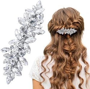 Xindojuz 1 PCS Rhinestone Hair Clips, Silver Diamond Hair Clips for Women, Sparkly Crystal Hairpins, Large Fancy Flower Bridal Hairs Barrettes for Wedding Bride Party Prom Long Thin Hairs (Silver) Xindojuz 1 PCS Rhinestone Hair Clips, Silver Diamond Hair Clips for Women, Sparkly Crystal Hairpins, Large Fancy Flower Bridal Hairs Barrettes for Wedding Bride Party Prom Long Thin Hairs (Silver)