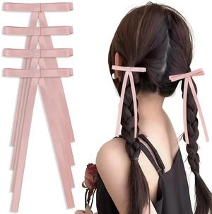 Hotalisona Pink Hair Bows for Women Girls, Pink Tassel Ribbon Bow Hair Clips Barrettes Solid Satin Cute Hair Accessories Hotalisona Pink Hair Bows for Women Girls, Pink Tassel Ribbon Bow Hair Clips Barrettes Solid Satin Cute Hair Accessories