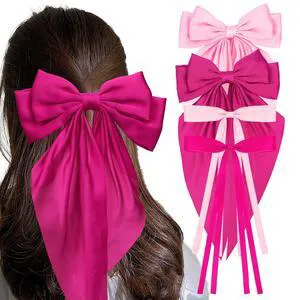 AMCAMI 4 PCS hair clips hair bows for women hair accessories hair clips for styling bows for women hair accessories for girls ribbon for hair coquette accessories hair clips for thick hairred&pink AMCAMI 4 PCS hair clips hair bows for women hair accessories hair clips for styling bows for women hair accessories for girls ribbon for hair coquette accessories hair clips for thick hairred&pink
