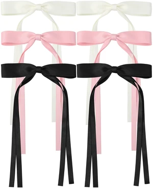 AWAYTR Silky Satin Hair Bow Clip, 3 Pack - Pink, Beige, Black (Long tail, Hair Accessory, Hair Securing, Women, All Ages, Hair Clip) AWAYTR Silky Satin Hair Bow Clip, 3 Pack - Pink, Beige, Black (Long tail, Hair Accessory, Hair Securing, Women, All Ages, Hair Clip)