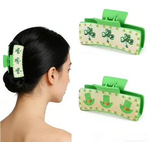 Casoty 2Pcs St. Patrick's Day Hair Claw Clips - Green Shamrock Irish Clover Lucky Nonslip Banana Hair Clips, Hair Accessories for Women Girls Holiday Party Gift Casoty 2Pcs St. Patrick's Day Hair Claw Clips - Green Shamrock Irish Clover Lucky Nonslip Banana Hair Clips, Hair Accessories for Women Girls Holiday Party Gift