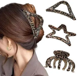 3Pcs Medium Acrylic Hair Clips Retro Brown Leopard Print Series Claw Clips Triangle Five-pointed Star Shape Non-Slip Strong Hold Banana Jaw Clips Hair Accessories for Women Daily Hair Decorations 3Pcs Medium Acrylic Hair Clips Retro Brown Leopard Print Series Claw Clips Triangle Five-pointed Star Shape Non-Slip Strong Hold Banana Jaw Clips Hair Accessories for Women Daily Hair Decorations