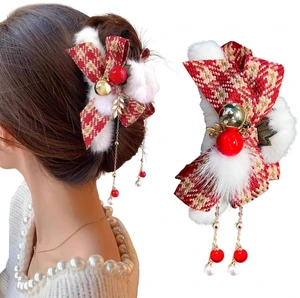 1Pcs Christmas Hair Clips for Women Red Hair Claw Clips Cute Xmas Hair Barrettes with Tassels Designs Winter Shark Clip Hair Accessories for New Year Holiday Outfits & Daily Styling 1Pcs Christmas Hair Clips for Women Red Hair Claw Clips Cute Xmas Hair Barrettes with Tassels Designs Winter Shark Clip Hair Accessories for New Year Holiday Outfits & Daily Styling
