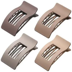 4 Pack Flat Hair Clips for Women, Large French Rectangle Lay Flat Claw Clips for Thick Thin Hair, Strong Hold No Crease Matte Hair Styling Accessories (Brown) 4 Pack Flat Hair Clips for Women, Large French Rectangle Lay Flat Claw Clips for Thick Thin Hair, Strong Hold No Crease Matte Hair Styling Accessories (Brown)