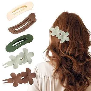 Small Flat Claw Clips for Fine Hair, 5 Pcs, Non-Slip Strong Hold | Flat Hair Clips for Women, Matte Finish, Flower & Oval Set, Close-To-Head Low Profile, Lightweight for Twists, Half-Up & Buns Small Flat Claw Clips for Fine Hair, 5 Pcs, Non-Slip Strong Hold | Flat Hair Clips for Women, Matte Finish, Flower & Oval Set, Close-To-Head Low Profile, Lightweight for Twists, Half-Up & Buns