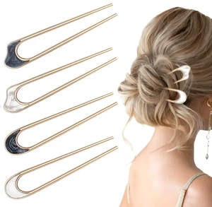 4PCS U Shaped Hair Fork,French Hair Pins for Women,Metal Vintage Hair Sticks for French Twist Hair,Hairstyle Chignon of Elegant Hairstyles Accessories 4PCS U Shaped Hair Fork,French Hair Pins for Women,Metal Vintage Hair Sticks for French Twist Hair,Hairstyle Chignon of Elegant Hairstyles Accessories