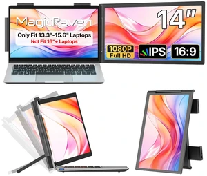 14" Laptop Screen Extender Portable Laptop Monitor Extender Clip-On 1080P IPS Portable Monitor for 13.3-15.6" Laptops with USB-C/HDMI Port, Plug and Play for Windows/Mac/Android/Switch/PS5/Xbox 14" Laptop Screen Extender Portable Laptop Monitor Extender Clip-On 1080P IPS Portable Monitor for 13.3-15.6" Laptops with USB-C/HDMI Port, Plug and Play for Windows/Mac/Android/Switch/PS5/Xbox
