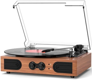 Vinyl Record Player with Speakers,Bass Control, 3 Speed Bluetooth Turntable Built-in Stereo Speakers, Wireless Music Playback, Treble Tone Control, AUX Input, RCA Output, Headphone Jack,Auto Stop Vinyl Record Player with Speakers,Bass Control, 3 Speed Bluetooth Turntable Built-in Stereo Speakers, Wireless Music Playback, Treble Tone Control, AUX Input, RCA Output, Headphone Jack,Auto Stop