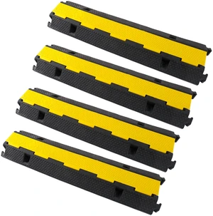 Rubber Cable Ramp Cord Cover Cable Protector Ramps Wire Hose Protective 22000Lbs Load Capacity Traffic 1 Channel Speed Bump for Asphalt Concrete Gravel Driveway, 4 Pack Rubber Cable Ramp Cord Cover Cable Protector Ramps Wire Hose Protective 22000Lbs Load Capacity Traffic 1 Channel Speed Bump for Asphalt Concrete Gravel Driveway, 4 Pack