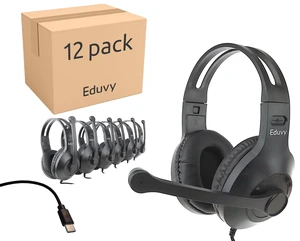 Bulk Type C Headphones for Classroom with Microphone. Heavy-Duty School Pack Wired Headphones for Students with Rotating Boom Mic. Fits USB C Ports on laptops and Tablets. (12 Pack Black) Bulk Type C Headphones for Classroom with Microphone. Heavy-Duty School Pack Wired Headphones for Students with Rotating Boom Mic. Fits USB C Ports on laptops and Tablets. (12 Pack Black)