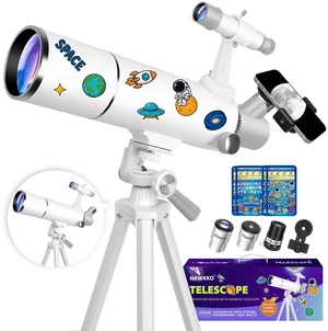 80mm Aperture 500mm Telescope for Kids 8-12 & Adults Beginners Astronomical Refractor Telescope Kit for Beginners with Decorate Stickers, AZ Tripod, Phone Adapter 80mm Aperture 500mm Telescope for Kids 8-12 & Adults Beginners Astronomical Refractor Telescope Kit for Beginners with Decorate Stickers, AZ Tripod, Phone Adapter