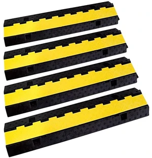 Rubber Cable Ramp Cord Cover Cable Protector Ramps Wire Hose Protective 22000Lbs Load Capacity Traffic 2 Channel Speed Bump for Asphalt Concrete Gravel Driveway Indoor Outdoor, 4 Packs Rubber Cable Ramp Cord Cover Cable Protector Ramps Wire Hose Protective 22000Lbs Load Capacity Traffic 2 Channel Speed Bump for Asphalt Concrete Gravel Driveway Indoor Outdoor, 4 Packs