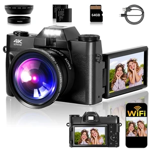 4K Digital Camera for Photography, 75MP WiFi Vlogging Camera for YouTube, 3" 180° Flip Screen Point and Shoot Camera with 64GB SD Card, 2 Batteries, Compact Travel Camera for Beginners 4K Digital Camera for Photography, 75MP WiFi Vlogging Camera for YouTube, 3" 180° Flip Screen Point and Shoot Camera with 64GB SD Card, 2 Batteries, Compact Travel Camera for Beginners