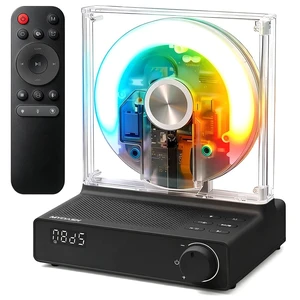 Desktop CD Player for Home, Bluetooth 5.4, FM Radio, Black Transparent disc display with ambient lighting, sleep timer, speakers, USB and AUX for bedrooms, dorms and K-pop collections Desktop CD Player for Home, Bluetooth 5.4, FM Radio, Black Transparent disc display with ambient lighting, sleep timer, speakers, USB and AUX for bedrooms, dorms and K-pop collections