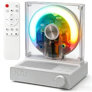 Retro Bluetooth CD Player for Home with Speakers, Remote, USB, AUX Rechargeable Type-C design, visible disc window, FM radio, sleep timer, gift-ready style for bedroom, dorm, and desk setups Retro Bluetooth CD Player for Home with Speakers, Remote, USB, AUX Rechargeable Type-C design, visible disc window, FM radio, sleep timer, gift-ready style for bedroom, dorm, and desk setups