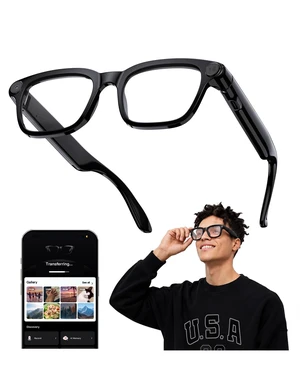 AI Smart Glasses with Camera, 4K POV Recording, Transparent Lens 8MP photos, AI real-time translation, Object recognition, Bluetooth 5.4 open-ear audio for travel, work, and daily use AI Smart Glasses with Camera, 4K POV Recording, Transparent Lens 8MP photos, AI real-time translation, Object recognition, Bluetooth 5.4 open-ear audio for travel, work, and daily use