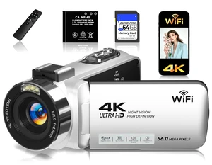 Camcorder,FHD 4K 56MP Video Camera,WiFi Vlogging Cameras for YouTube with IR Night Vision,18X Digital Zoom 3.0''Touch Screen Video Recorder with 64GB Card,Remote Control,Webcam and Battery(Silver) Camcorder,FHD 4K 56MP Video Camera,WiFi Vlogging Cameras for YouTube with IR Night Vision,18X Digital Zoom 3.0''Touch Screen Video Recorder with 64GB Card,Remote Control,Webcam and Battery(Silver)