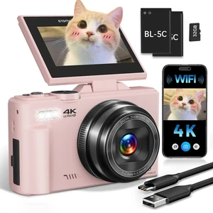 4K Digital Camera for Beginners & Teens, Compact Vlogging Camera with 180° Flip Screen, Autofocus, Easy-to-Use for Travel & YouTube, 18X Zoom, WiFi, 2 Batteries, 32GB Card 4K Digital Camera for Beginners & Teens, Compact Vlogging Camera with 180° Flip Screen, Autofocus, Easy-to-Use for Travel & YouTube, 18X Zoom, WiFi, 2 Batteries, 32GB Card