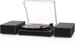 Vinyl Record Player with Dual Stereo Bookshelf Speakers Vintage Turntable with Bluetooth Wireless Playback Belt Drive 3-Speed Playback Record Player Support RCA Out Auto Stop (Black) Vinyl Record Player with Dual Stereo Bookshelf Speakers Vintage Turntable with Bluetooth Wireless Playback Belt Drive 3-Speed Playback Record Player Support RCA Out Auto Stop (Black)
