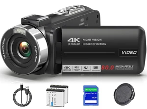 4K 80MP Camcorder Video Camera 18X Zoom Vlogging Camera for YouTube Webcam Autofocus, IR Night Vision, 3.0" 270° Rotatable IPS Screen; Video Recorder with 32GB SD Card, Lens Cap & 2 Batteries 4K 80MP Camcorder Video Camera 18X Zoom Vlogging Camera for YouTube Webcam Autofocus, IR Night Vision, 3.0" 270° Rotatable IPS Screen; Video Recorder with 32GB SD Card, Lens Cap & 2 Batteries