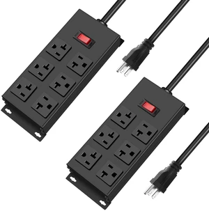 20 Amp Power Strip Heavy Duty 2 Pack, Garage 6 Outlets Metal 12 Gauge Surge Protector 3000J, High Amp 5-15P Adapter Shop 6-20R T-Slot Industrial (6AC 2-Pack, 10FT) 20 Amp Power Strip Heavy Duty 2 Pack, Garage 6 Outlets Metal 12 Gauge Surge Protector 3000J, High Amp 5-15P Adapter Shop 6-20R T-Slot Industrial (6AC 2-Pack, 10FT)