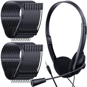 30 Pack Classroom Headphones with Mic, Black, Plastic Stem School Student Headphones Bulk Class Set Lightweight Adjustable Earphones with Microphone on Ear with 3.5 mm Jack 30 Pack Classroom Headphones with Mic, Black, Plastic Stem School Student Headphones Bulk Class Set Lightweight Adjustable Earphones with Microphone on Ear with 3.5 mm Jack
