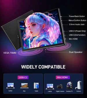 10.1 inch Portable Touchscreen Monitor FHD 1920x1200, 100% sRGB Screen ExtenderIPS Travel Small Monitor with Cover, USB-C HDMI Computer Touch Screen Display for Laptop PC, PS5/4 Xbox No Touch 10.1 inch Portable Touchscreen Monitor FHD 1920x1200, 100% sRGB Screen ExtenderIPS Travel Small Monitor with Cover, USB-C HDMI Computer Touch Screen Display for Laptop PC, PS5/4 Xbox No Touch