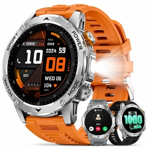 Smart Watch for Men with 1000mAh Battery/Flashlight, 1.75'' Military Smartwatch with 5ATM Waterproof/Heart Rate/Sleep Monitor,Answer Make Calls Fitness Tracker for Android iPhone Orange Smart Watch for Men with 1000mAh Battery/Flashlight, 1.75'' Military Smartwatch with 5ATM Waterproof/Heart Rate/Sleep Monitor,Answer Make Calls Fitness Tracker for Android iPhone Orange