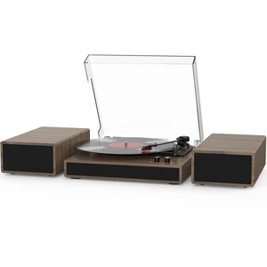 Vinyl Record Player with Dual Stereo Bookshelf Speakers Vintage Turntable with Bluetooth Wireless Playback Belt Drive 3-Speed Playback Record Player Support RCA Out Auto Stop Vinyl Record Player with Dual Stereo Bookshelf Speakers Vintage Turntable with Bluetooth Wireless Playback Belt Drive 3-Speed Playback Record Player Support RCA Out Auto Stop