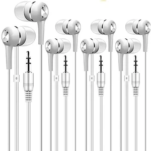 Bulk Earbuds Headphones 100 Pack for School Classroom Kids, Wholesale Durable Wired Earphones Class Set to Students Teens and Adult (White) Bulk Earbuds Headphones 100 Pack for School Classroom Kids, Wholesale Durable Wired Earphones Class Set to Students Teens and Adult (White)