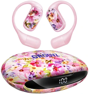 Open-Ear Plus True Wireless Headphones with Battery Display - Designed & Engineered in the USA - Multi-Point Pairing Bluetooth Open Ear Earbuds Compatible with Apple & Android - Floral Open-Ear Plus True Wireless Headphones with Battery Display - Designed & Engineered in the USA - Multi-Point Pairing Bluetooth Open Ear Earbuds Compatible with Apple & Android - Floral