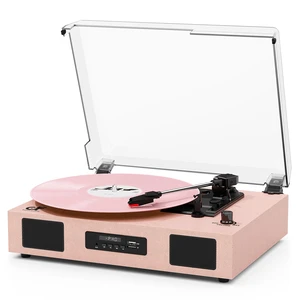 Vinyl Record Player Bluetooth with Enhanced Speakers, USB Recording, Pink Built-in Stereo Speakers, USB/TF Card Playback, 3 Speed Belt Drive LP Player Turntable, RCA Line-Out AUX Input EQ Vinyl Record Player Bluetooth with Enhanced Speakers, USB Recording, Pink Built-in Stereo Speakers, USB/TF Card Playback, 3 Speed Belt Drive LP Player Turntable, RCA Line-Out AUX Input EQ
