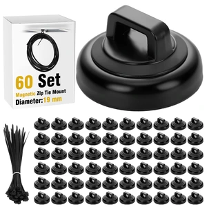 60 Set Magnetic Zip Tie Mount and Nylon Cable Ties, 19 mm Multipurpose Wire Cable Holder Mount Wire Clips Management Electrical Organization Supplies (Black) 60 Set Magnetic Zip Tie Mount and Nylon Cable Ties, 19 mm Multipurpose Wire Cable Holder Mount Wire Clips Management Electrical Organization Supplies (Black)