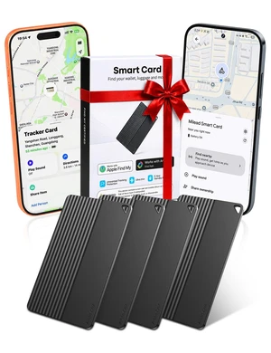 (4 Pack) Wallet Tracker Card (iOS and Android), 5 Years Battery Smart Card 0.09 Slim Tracking Card Work with Apple Find My & Google Find Hub, GPS Locator for Luggage Passports, Backpack (4 Pack) Wallet Tracker Card (iOS and Android), 5 Years Battery Smart Card 0.09 Slim Tracking Card Work with Apple Find My & Google Find Hub, GPS Locator for Luggage Passports, Backpack