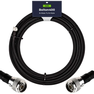 Bolton400 Coaxial Cable 60ft Black, N Male to N Male - LMR®400 Equivalent Heavy-Duty Ultra-Low-Loss 50-Ohm Design for Signal Boosters, Antennas and Networking Equipment in Residential & Commercial Bolton400 Coaxial Cable 60ft Black, N Male to N Male - LMR®400 Equivalent Heavy-Duty Ultra-Low-Loss 50-Ohm Design for Signal Boosters, Antennas and Networking Equipment in Residential & Commercial
