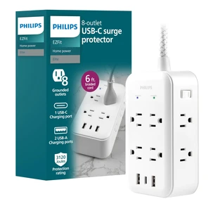 Surge Protector Power Strip with USB Ports 6 Ft Braided Extension Cord, 3120 Joules, 8 Outlet Extender (Wide Spaced), 2 USB-A, 1 USB-C, Flat Plug, ETL Safety Listed Surge Protector Power Strip with USB Ports 6 Ft Braided Extension Cord, 3120 Joules, 8 Outlet Extender (Wide Spaced), 2 USB-A, 1 USB-C, Flat Plug, ETL Safety Listed