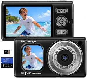16FT Underwater Digital Camera, 4K 48MP 1500mAh Removable Battery 18X Zoom D71 Waterproof Compact Floatable Camera for Snorkeling Diving Swimming Surfing, Dual Screens - Black(8GB) 16FT Underwater Digital Camera, 4K 48MP 1500mAh Removable Battery 18X Zoom D71 Waterproof Compact Floatable Camera for Snorkeling Diving Swimming Surfing, Dual Screens - Black(8GB)