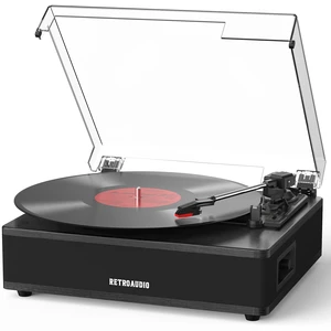 Vinyl Record Player with Built-in Speakers 3-Speed Support 33 1/3, 45, 78RPM Vintage Record Player Bluetooth Input Support RCA Output, Black Vinyl Record Player with Built-in Speakers 3-Speed Support 33 1/3, 45, 78RPM Vintage Record Player Bluetooth Input Support RCA Output, Black