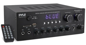 Karaoke Amplifier Bluetooth Stereo Receiver, Dual Mic Inputs with Delay & Reverb, USB/SD/FM, RCA/AUX Inputs, Bass & Treble EQ, Remote Included PDA69BU.5 Karaoke Amplifier Bluetooth Stereo Receiver, Dual Mic Inputs with Delay & Reverb, USB/SD/FM, RCA/AUX Inputs, Bass & Treble EQ, Remote Included PDA69BU.5