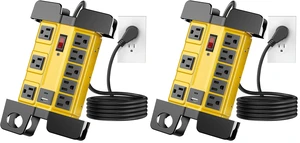 8-Outlet Metal Heavy Duty Power Strip with USB-C, Wide-Spaced, Yellow, 6ft (Pack of 2) 8-Outlet Metal Heavy Duty Power Strip with USB-C, Wide-Spaced, Yellow, 6ft (Pack of 2)
