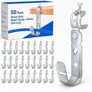50 Pack Cable Support J Hook with Beam Clamp, 3/4 Inch Heavy Duty Metal Wire Cable Support J Hook Hangers for Wire Management 50 Pack Cable Support J Hook with Beam Clamp, 3/4 Inch Heavy Duty Metal Wire Cable Support J Hook Hangers for Wire Management